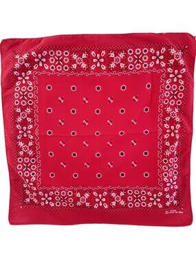 Vintage Western Hanky Red Paisley Bandana 20x19" Cotton Cowgirl Cowboy